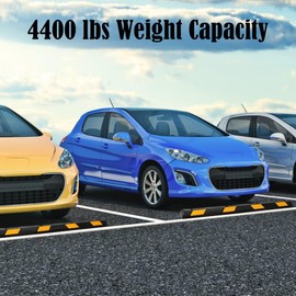 Goplus Parking Block, 72” Rubber Parking Bumpers with 8 High Reflective Yellow Safety Stripes, Heavy Duty Parking Target, Garage Wheel Stoppers Parking Curb for Car, Truck, RV and Trailer (2 Pack)