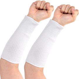 PAGOW 21cm Cut Resistant Sleeves for Arm Protection, Bite-Proof Forearm Protector, Gardening Sleeves for Thin Skin and Sun Exposure, Safety Arm Covers for Kitchen, Garden, Sunburn (White)