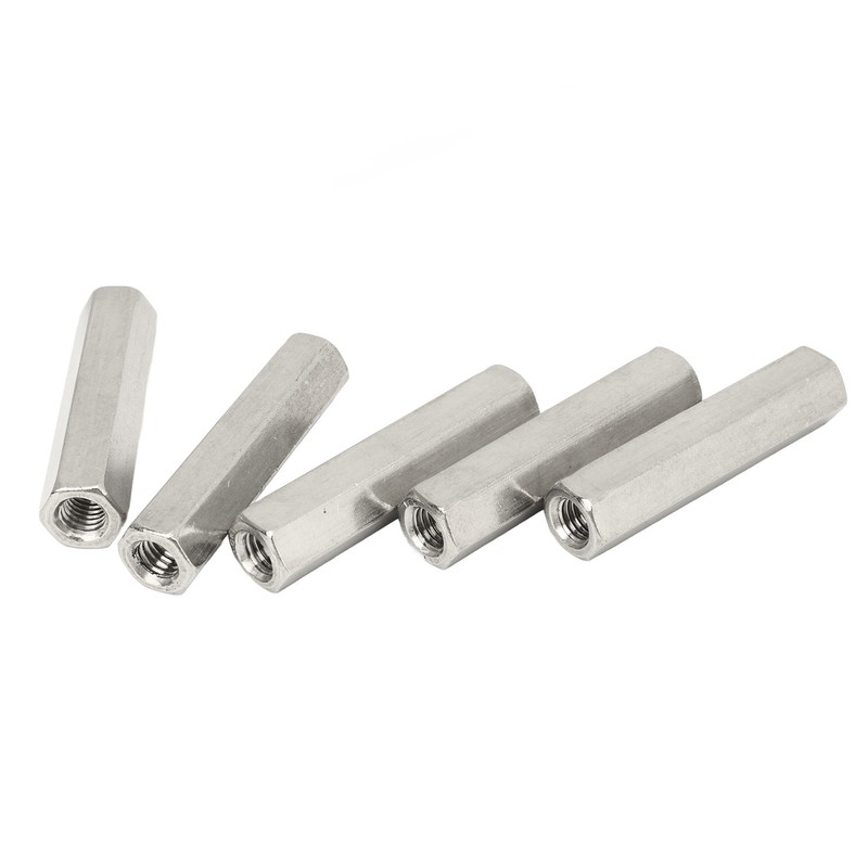 5Pcs Silver M8 Hex Coupling Nut Safe Practical Stainless Steel