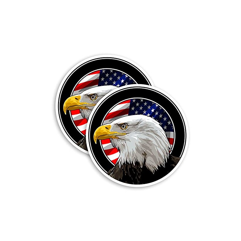 2 x 10cm American Bald Eagle Vinyl Stickers - USA