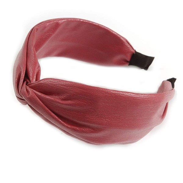 Raspberry Faux Leather Wide Chunky Flex HeadBand/Head Band
