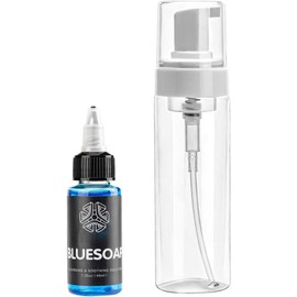 Jabón azul para tatuajes - Jabón limpiador para lavado de tatuajes de 40 ml con botella vacía 200 ml