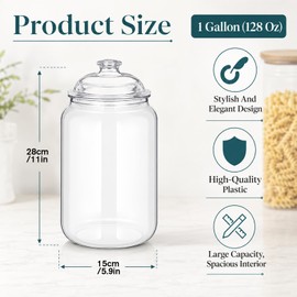 2 Pcs Plastic Candy and Cookie Jars with Lids, Clear Acrylic Candy Jar