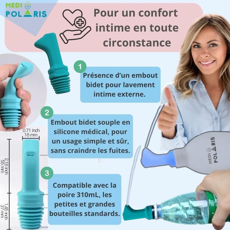 Intim-Einlauf-Set 310 ml + tragbares Bidet, Multi-Halterung, ideal für die