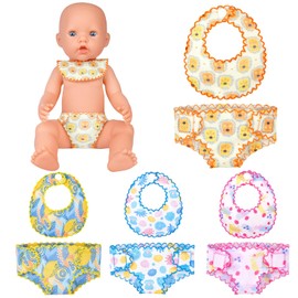 Aolso Nappies for Baby Dolls, 8-Piece Doll Nappies and Doll Bib Set, Doll Accessories, Nappies Bib Set for 12 Inch Dolls