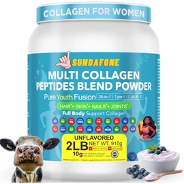 25-In-1 Multi Collagen Peptides Powder, 2lb (91 Servings) | 10g Types I II III V X + Biotin, Vitamin C, Hyaluronic Acid, D3, K2 & More | Unflavored | Supports Hair, Skin, Nails, Joints & Full Body
