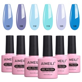 AIMEILI Semi-permanent UV LED Gel Nail Polish Kit Semi-permanent Nail Polishes Colored Gel Nail Polishes for Manicure Soak Off Gel Polish Set 6 x 10 ml - Set Number 32