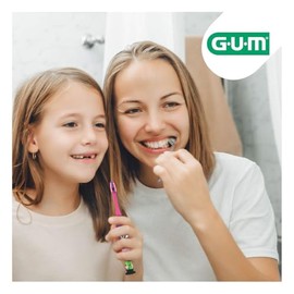 GUM Bob Esponja – Cepillo dental infantil manual, cerdas ultrasuaves con limpiador de lengua, base con succión – Para niños de 3 años en adelante