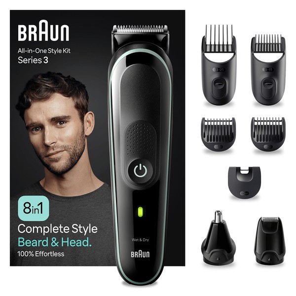 Braun Tondeuse Tout-En-Un Series 3 MGK3441, 8-En-1, Kit Pour Barbe, Cheveux & Et Autres Zones