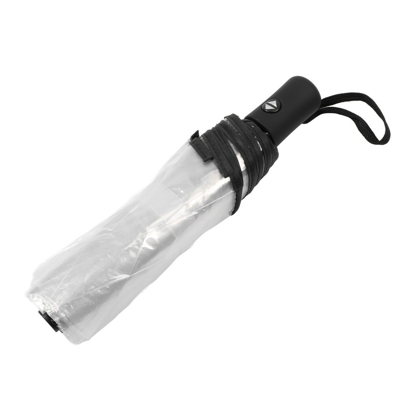 Clear Automatic Foldable Umbrella 8 Ribs 3 Folding Black Edging