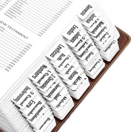 EssexWares – White Solid Color Bible Tabs for Old and New Testament, 80 Large Print Tabs for Bible Study, Water-Resistant and Durable Bible Index Tabs for Women and Men - 1.7" Wide