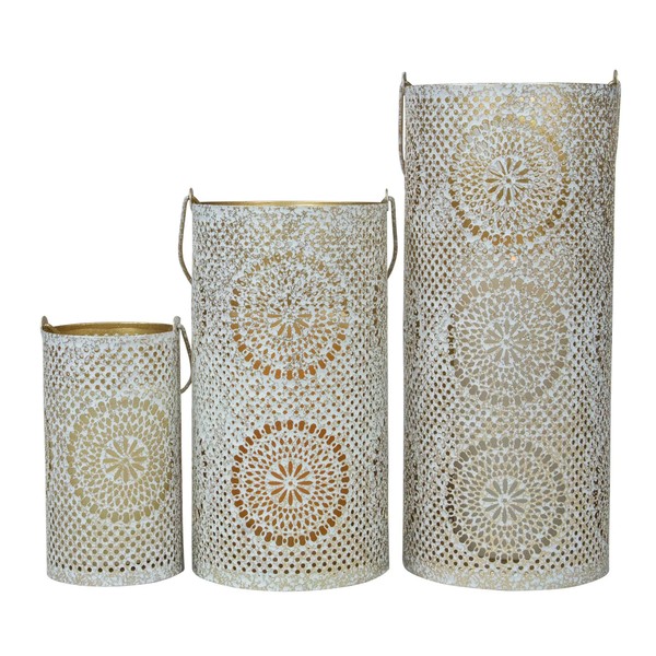 Northlight Set of 3 White and Gold Moroccan Style Pillar
