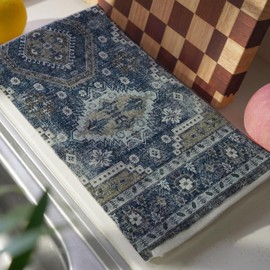 PaJiaNi Dark Bule Vintage Persian Boho Kitchen Dish Towels,Boho Carpet Towel For Kitchen Bathroom Decor,Türkiye Hand Towels For Bathroom Kitchens,Mid Century Modern Decor Towel,Housewarming Gift,16x24