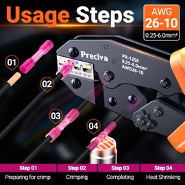 Preciva Wire Crimping Tool Kit with 200pcs Heat Shrink Connectors, Color-Coded Crimper & Wire Stripper, IP67 Waterproof Terminals for 26-10 AWG, All-in-One Electrician Tool Set with Storage Case