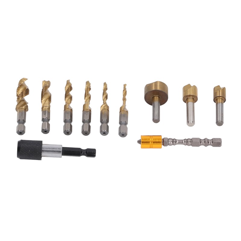 11Pcs Chamfer Drilling Tools Woodworking Ti Coated Step Drill Bits