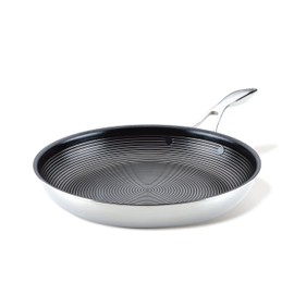 Circulon Clad Stainless Steel Frying Pan/Skillet with Hybrid SteelShield and Nonstick Technology, 12.5 Inch - Silver
