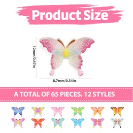 GUOYOU Butterfly, 65 Pieces Butterfly Resin Dollhouse Accessories, Small Butterflies Decoration, 3D Butterflies, Nail Charms, Miniature Decoration, for Miniature Landscapes, Fairy House