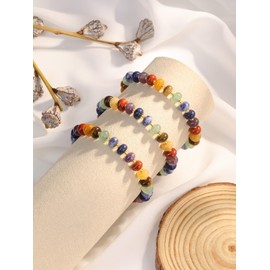 Zysta 7 Chakra Bracelet Real Stones Adjustable Healing Stones Bracelets Yoga Healing Reiki Energy Therapy Lucky Bracelets Women Girls, One size, Gemstone, No Gemstone