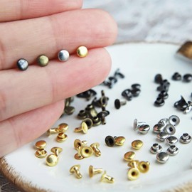 3mm / 0.12 inches Mini Rivet Studs, Double Cap Rivet Tubular, Mini Metal Studs, in 10 Colors, for Doll Clothes Sewing Projects (10PCS)