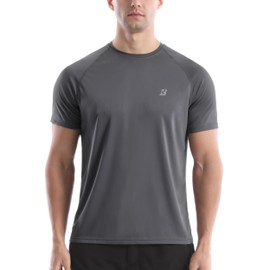 Roadbox Men's Short-Sleeved Rash Guard, UV Protection, UPF 50+, Quick-Drying Bathing Shirt, Breathable Outdoor Water Sports Shirt, darkgray, 3 XL