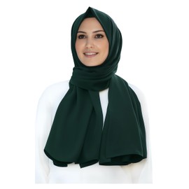 Lina & Lily Medina Silk Hijab Headscarf Scarf for Muslim Women, dark green