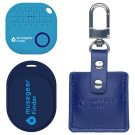 musegear Essentials: Key Finder with Bluetooth App from Germany I Special Bundle: Finder Mini Dark Blue, Finder 2 Light Blue, Finder 2 in Leather Case Navy Blue I Maximum Data Protection