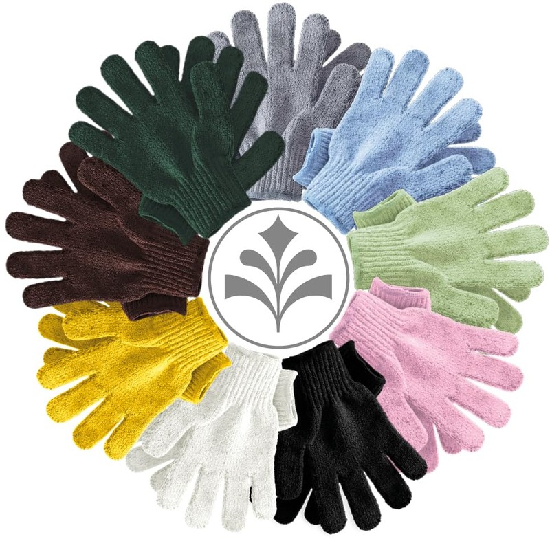 Temple Spring Exfoliating Gloves - Bamboo Bath/Shower Gloves, Bath Gloves