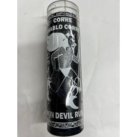 Run Devil Run Unscented Black Pillar Candle in Glass