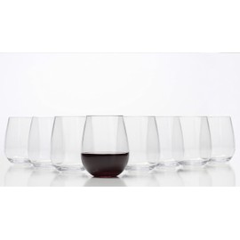 Stemless Wine Glasses - Unbreakable Shatterproof BPA Free Plastic Tritan (Set of 8) 16oz - Dishwasher Safe