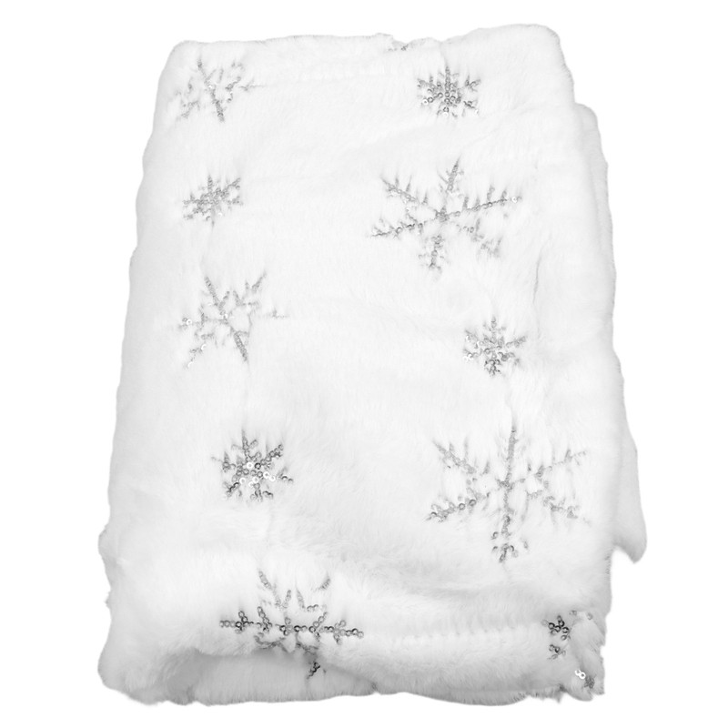 35.4in Christmas Tree Skirt Round Shape Soft Comfortable White Christmas