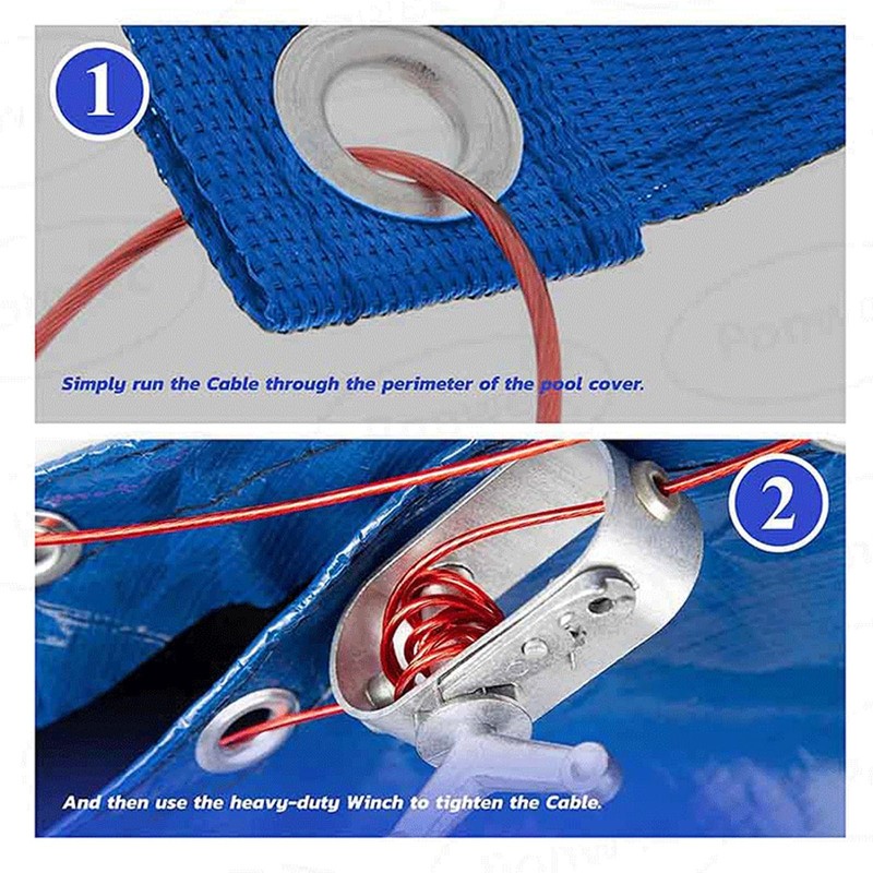 Depisuta 150ft Pool Cover Cable and Winch Kit, Pool Cover