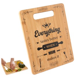Wood Chopping Board, Luxury Gift for Chef, Housewarming, Christmas - Engraved Durable Cutting Board with Non-Slip Bas (S)
