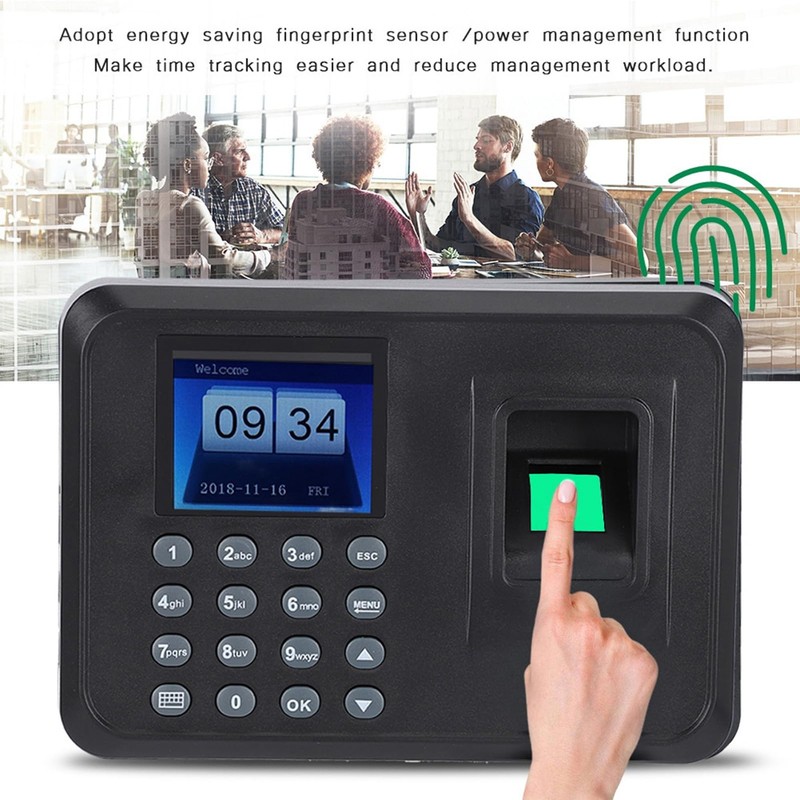 ASHATA Fingerprint Time Attendance Device, 2.4 Inch TFT LCD Screen