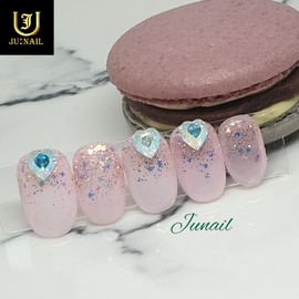 Pink Glitter Handmade Nail Tips - Long Round / 핑크글리터 수제네일팁 - 롱라운드