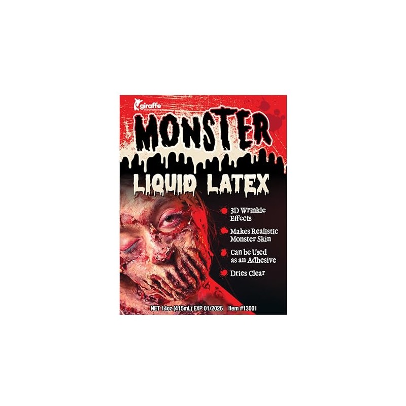 Látex Monstruo líquido, pinta 16 onzas, crea Monster/Piel Zombie y