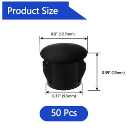 Nihfien 50 Pcs Plastic Flush Type Hole Plugs, 3/8"(10mm) Snap in Locking Hole Screw Protection Cap Cover Plugs Fastener Covers for Furniture Cabinet Shelf Hole Decor(Black)