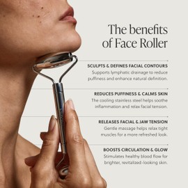 TALOVA - 304-Grade Stainless Steel Facial Roller, Face Roller for Eyes, Double Chin, Jawline & Neck, Reduce Puffiness & Improve Wrinkles, Massage Tool for Anti-Aging, Lifting & Lymphatic Drainage