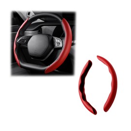 LoyaForba Car Steering Wheel Cover, Universal 15 Inch Leather Segmented Auto Steering Wheel Protector, Anti-Slip and Soft Breathable, Car Interior Accessories for Most Vehicle, SUV, Truck (Red)