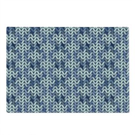 Lunarable Abstract Cutting Board, Geometric Knitwear Pattern Textile Inspired Nordic Artisan Image Print, Decorative Tempered Glass Cutting and Serving Board, Large Size, Violet Blue White