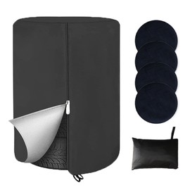 MIYIMORE Large Tire Cover for Seasonal Storage,33" Tire Cover Diameter,Waterproof Dust-Proof High-Strength 420D Tire Cover,Universal Indoor Outdoor (Holding 4 Tires Stacking,Black)