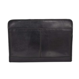 House of Luggage Geniune Leather Folio A4 Document Bag Tablet Underarm Clutch Portfolio Case HLG624 (Black)