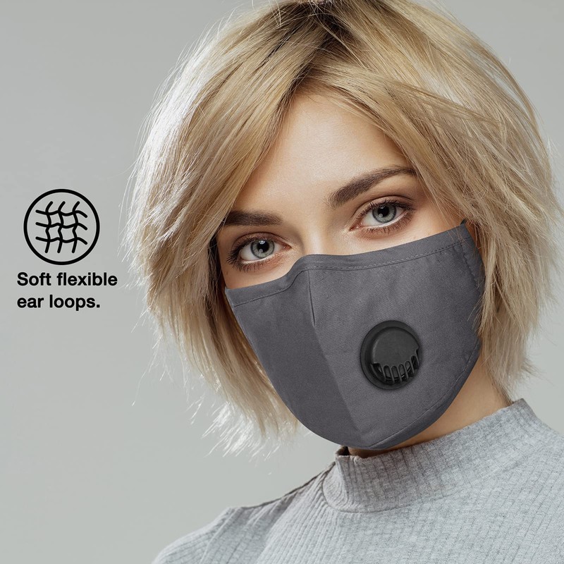 NUÜR Washable Face Mask, 3 Layer Design, Air Valve and