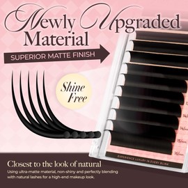 LASHVIEW Volume Lash Extensions 0.03-0.20 J/B/L/C/CC/D Curl 8-16mm Mixed & Single Length Tray, Soft Matte Dark Professional Eyelashes Extension(0.05 CC 8-16mm)