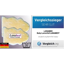 LANABEST Baby Fur Real Merino Lambskin Premium Quality Super Soft Washable Low Harmless Chrome Free Very Good for Prams, Buggies and as a Crawling Blanket (approx. 90 cm)