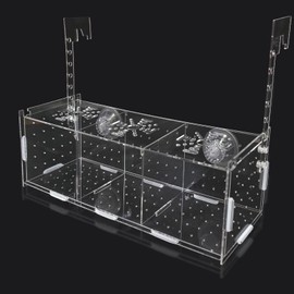 PINVNBY Acrylic Fish Breeding Box，Guppy breeding Box Acrylic Fish Isolation Box Aquarium Incubator with Suction Cups for Guppy Shrimp Small Baby Fishes（3.9 x 3.9 x11.8 in）