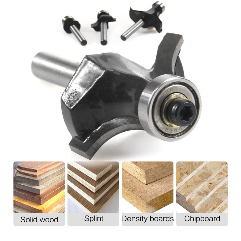 ROOCBIT 1/4 Inch Shank Roundover Edging Router Bit Set Woodworking