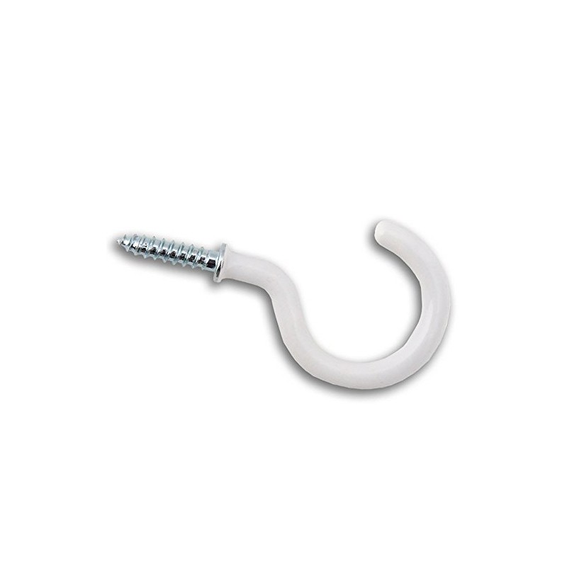 CUP HOOK 19MM TO SHOULDER TOTAL LENGTH 30MM WHITE PVC