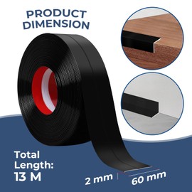 Storystore Wall Corner Protector Moulding Trim 2.4 in x 42.7 Ft,Peel and Stick Corner Moulding Trim, Self Adhesive Corner Guards Edge Protector for Wall Edge Corner, Countertop,Black