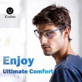 2 Pack Prescription-Quality Durable Frame Progressive Reading Glasses, Blue Light Blocking Multifocus Readers, Flexible Spring Hinge Mens Multifocal Computer Eyeglasses (Workspace Range 3ft, 1.25)