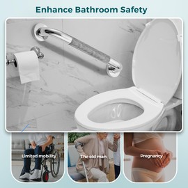 1 paquete de barras de agarre para mango de ducha, 12 pulgadas antideslizantes para personas mayores, barras de agarre para discapacitados moleteadas de acero inoxidable para baño (cromo pulido, 1 pulgada de diámetro)